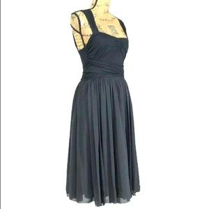 DKNY Black Jersey / Silk Shirred Dress Size 8